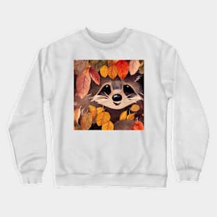 Raccoon with Autumn Leaves Crewneck Sweatshirt